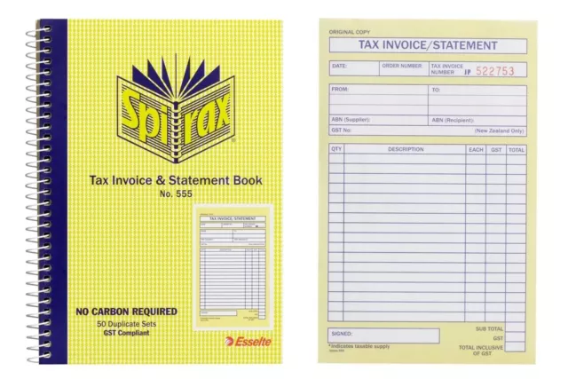 1 x Spirax 555 Tax Invoice & Statement Book - A5 Duplicates Carbonless 50 Leaf 2