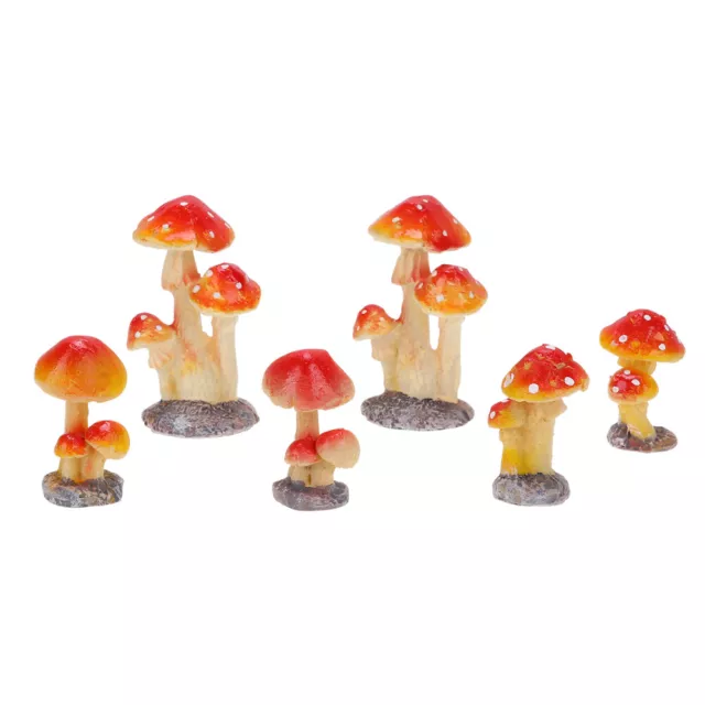 6 piezas Linterna Decoración Estatua Miniaturas Decoración de Resina Hongos de Jardinería