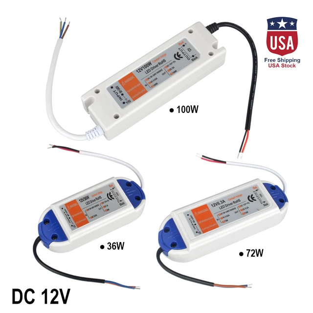 WATERPROOF TRANSFORMER POWER Supply Adapter LED Light Driver AC-DC 12V ...