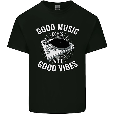 Good Music Vibes DJ Decks Vinyl Turntable Mens Cotton T-Shirt Tee Top