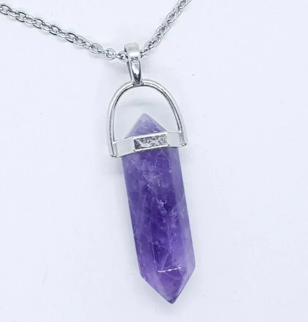 Amethyst Necklace Quartz Pendant Crystal Gemstone Healing Stone High Quality UK