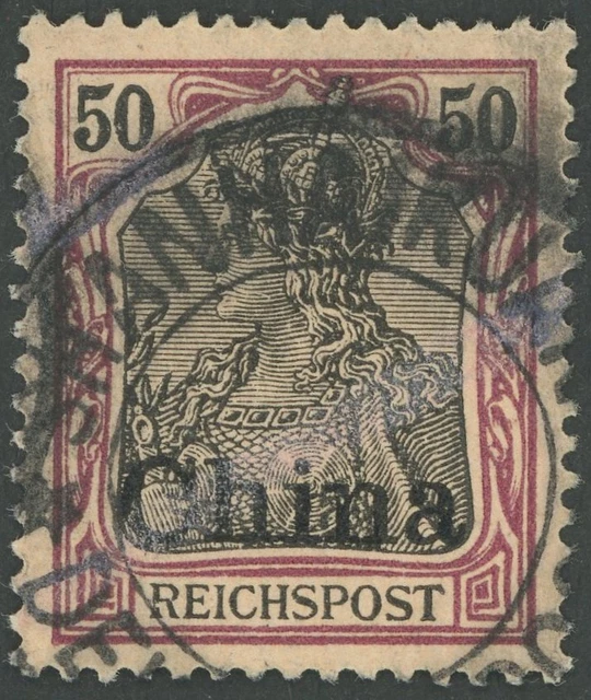 DP CHINA SHANHAIKUAN, stummer K2, auf 50 Pf. Reichspost, Pracht
