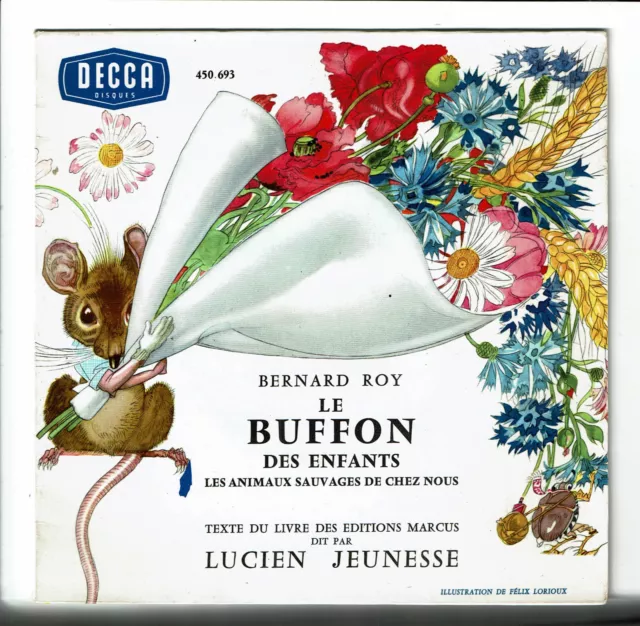 Lucien JEUNESSE Vinyle 45T LE BUFFON DES ENFANTS Animaux sauvages de chez nous