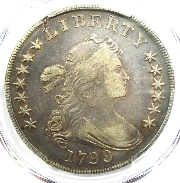1799/8 Draped Bust Silver Dollar $1 Coin - PCGS VF Details - Rare Variety Coin!