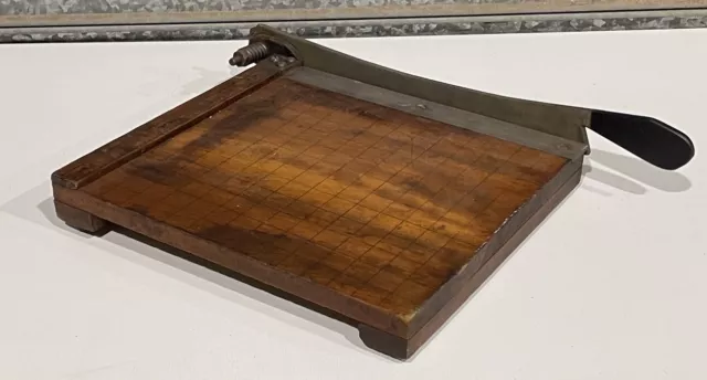 Vintage Paper Guillotine Cutter Wooden paper Trimmer Machine