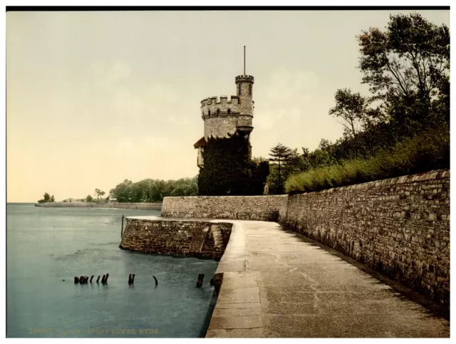 Angleterre. Isle of Wight. Ryde. Apley Tower.  Vintage photochrom by P.Z, Photoc