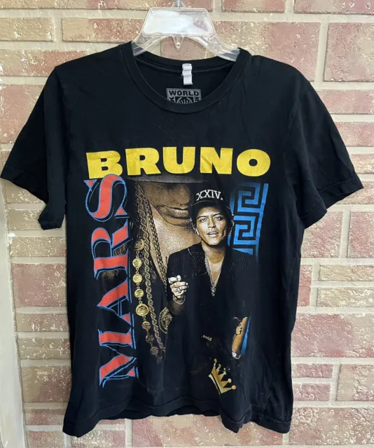 Bruno Mars Size M 2016 24K Magic Tour  Black Graphic Tee Shirt