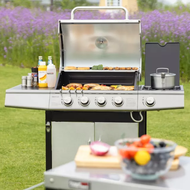 Royal Gourmet 4+1 Edelstahl Brenner Gasgrill Camping Grillwagen Outdoor Silber 2