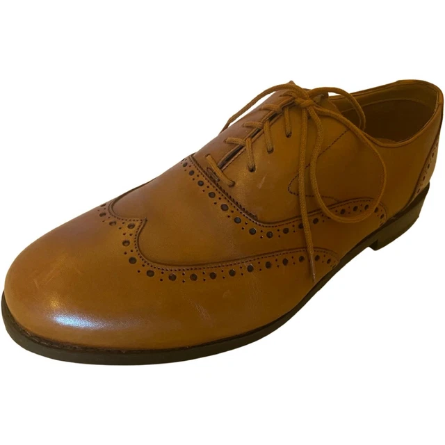 Scarpe in pelle stringate indossate Once Clarks Wingtip Brogue Edward Walk marrone chiaro UK 8 larghe