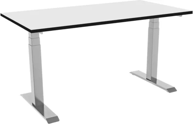 celexon Schreibtisch Pro weiß elektrisch-höhenverstellbar + HPL-Platte 125x75cm