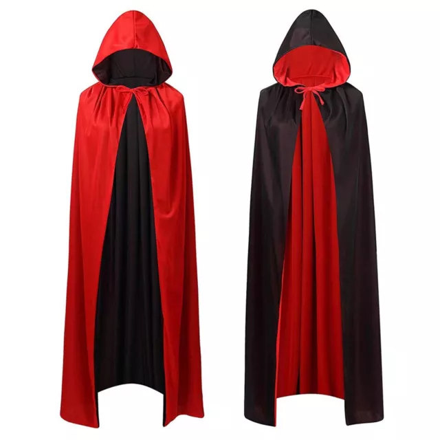 Mantello con Cappuccio Rosso e Nero Costume di Halloween Costume da Strega C