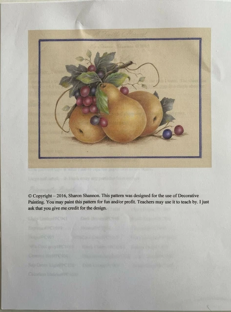 Hágalo usted mismo Artes y oficios pintura de tole patrón de pera de fruta de Sharon Shannon
