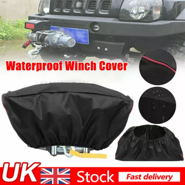 Waterproof 600D Soft Winch Cover 8000-17500lb Heavy Duty Trailer Driver Recovery