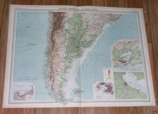 1922 Original Map Of South America Argentina Chile Buenos Aires Rio De Janeiro