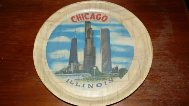 Vintage Nanco CHICAGO Illinois Sears Tower Bar Serving Tray Beer Cocktails Snack
