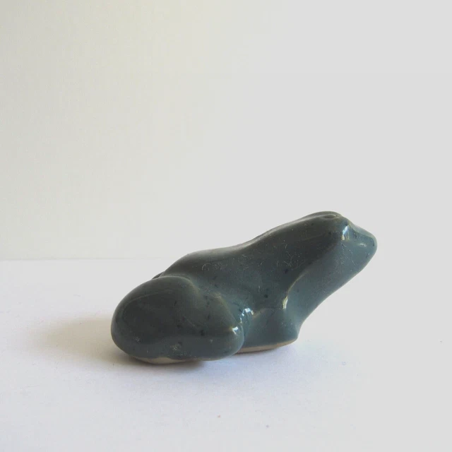 VIntage DENBY Ceramic Frog Figurine England Plant Sitter Pottery Green