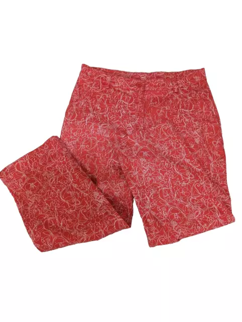 Glenmuir Damen Golfhose Größe 8 rot Blumenmuster Capri Taschen Baumwolle Golf