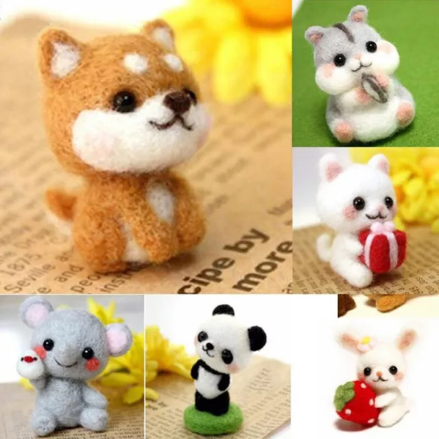 Muñeca animal sin terminar lana fieltro poked kitting cartera de mano lana fieltro mateBJQ