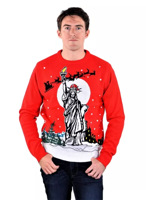 SOCAL LOOK Men's Statue of Liberty Ugly Christmas Sweater Pullover