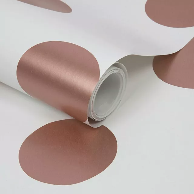 Papel pintado súper fresco ""Dotty Rose Gold"" lunares enfermera para niños dormitorio 103544