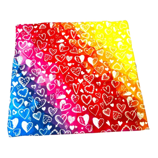 Bandana square scarf rainbow color hearts print