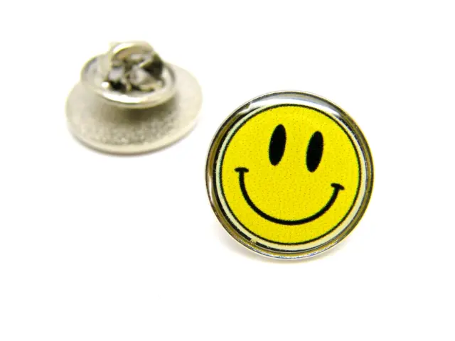 Smiley Face Rave Badge Lapel Pin Gift Round Silver