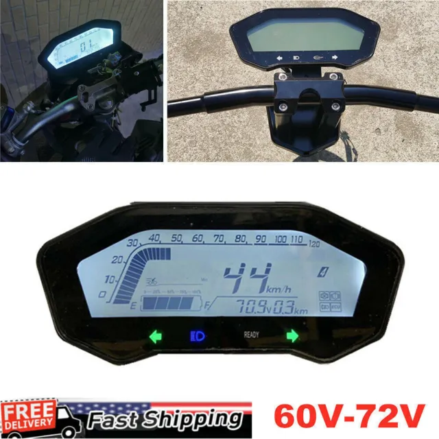 60-72V Scooter Motorcycle Bike Refit LCD Digital Odometer Speedometer Tachometer