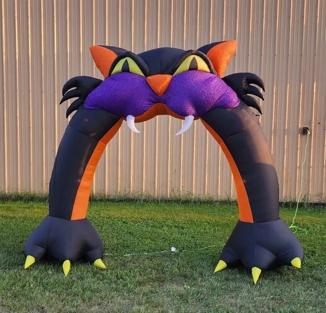 2013 GEMMY AIRBLOWN Inflatable Halloween Archway Black Cat - 9' Tall £