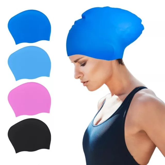 Extra Large Silicone Swim Cap for Dreadlocks Protect Ears Long Hair Diving Hats