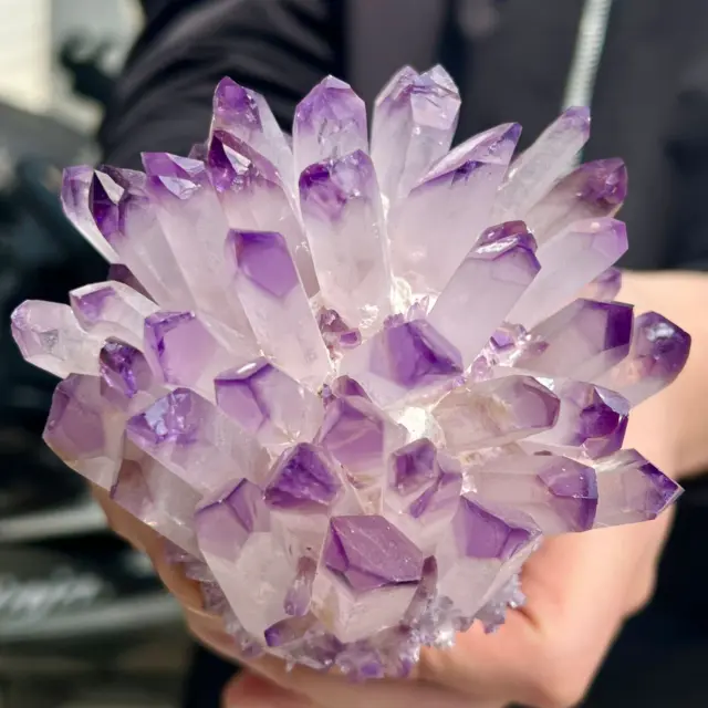 454G New Find Amethyst Phantom Quartz Crystal Cluster Mineral Specimen Healing.