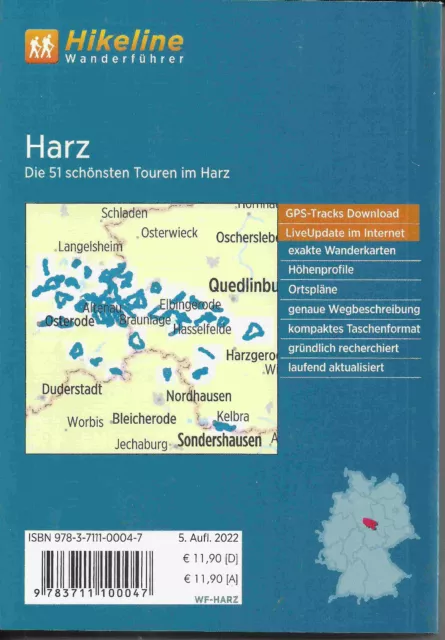Wanderführer Harz, die 51 schönsten Touren im Harz 1: 50.000 2022 NEU hikeline 2