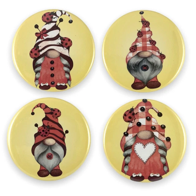 Gnome and Lady Bug Set of 4 - 2.25 Inch Magnets for Fridge, Kitchen, Whiteboard