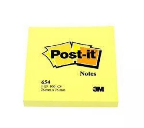 Post-it Notes 654 3 in x 3 in (7.62 cm x 7.62 cm) Canary Yellow (12EA)