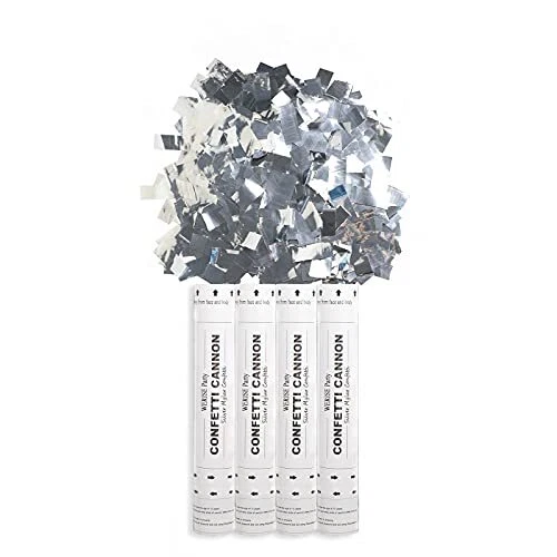 4pcs 12in Confetti Cannon Party Silver Metallic Confetti Popper with Air 4pcs 12in Confetti Cannon Party Silver Metallic Confetti Popper with Air
