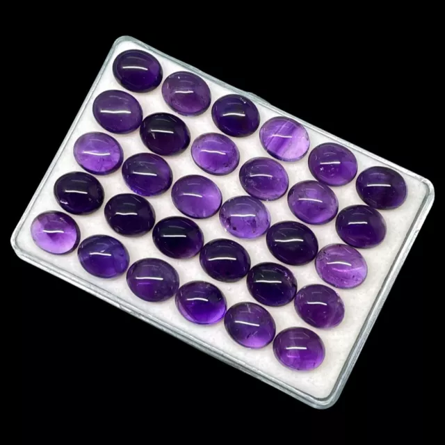 30 Pcs Natural Purple Amethyst 12x10mm Oval Loose Cabochon Gems Wholesale Lot