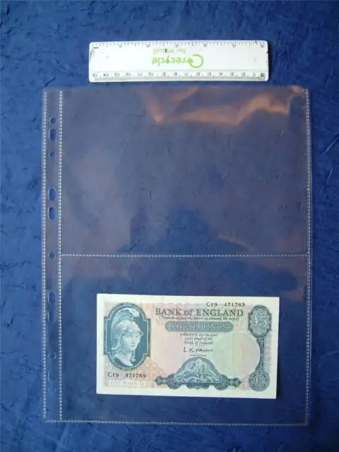 10 X Large Banknote Ephemera 2 Pocket A4 Plastic Sleeves Page