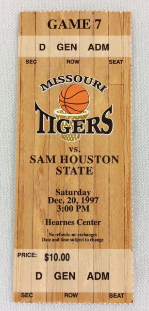 1997 12/20 Sam Houston State at Missouri Tigers Basketball Ticket Stub