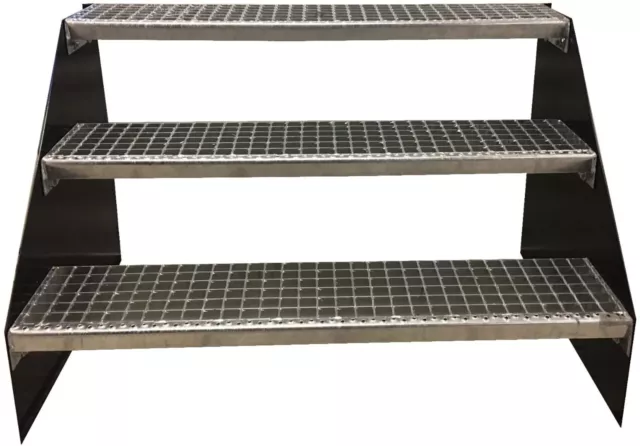 3 Stufen Standtreppe Breite 60 - 160 cm Stahltreppe schwarz Geschosshöhe 63 cm