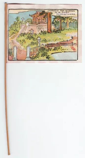 RARE Japanese Tea Garden Mini Flag Print Golden Gate Park CA ca 1915 - Hagiwara