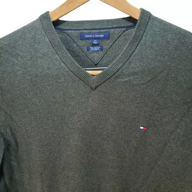 Tommy Hilfiger Cashmere Blend Gray V-Neck Long Sleeve Pullover Sweater Men S