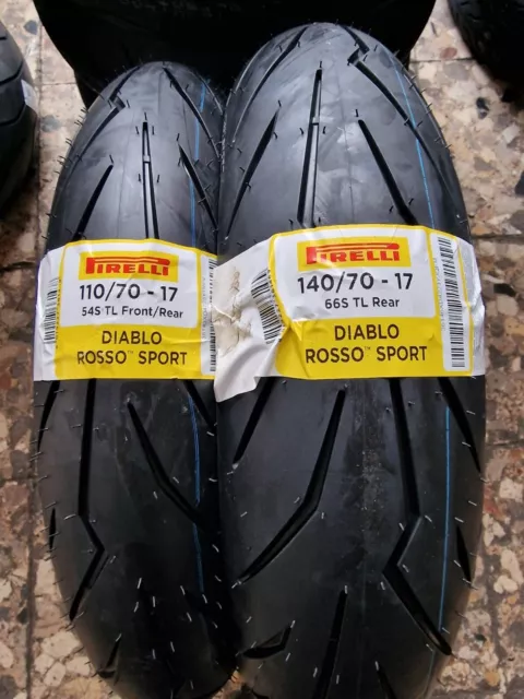 Coppia gomme 110/70-17 54S e 140/70-17 66S PIRELLI DIABLO ROSSO SPORT DOT2023