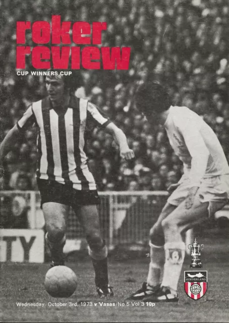 Sunderland V Vasas ~ European Cup Winners' Cup ~ 3 October 1972