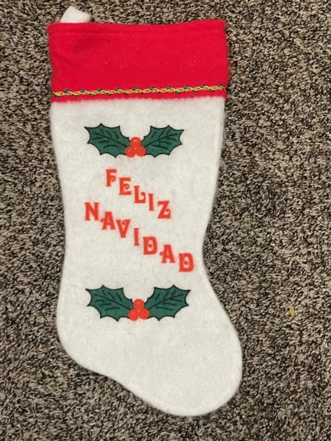 Medias de Navidad de Fieltro Rojo Blanco De Colección Feliz Navidad MCM