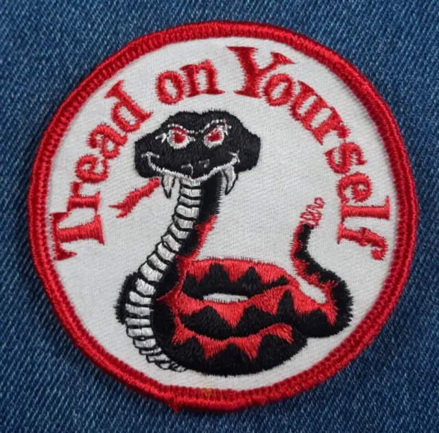 NOS Vintage Tread on Yourself 3" Patch 70's Motorcycle Patriotic Hippie Snake