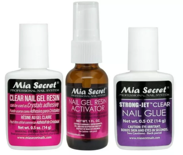 Mia Secret Gel Resin Activator - 1 oz (324) + Brush-on Nail resin 14g  (323)+Brush-On Glue (335)
