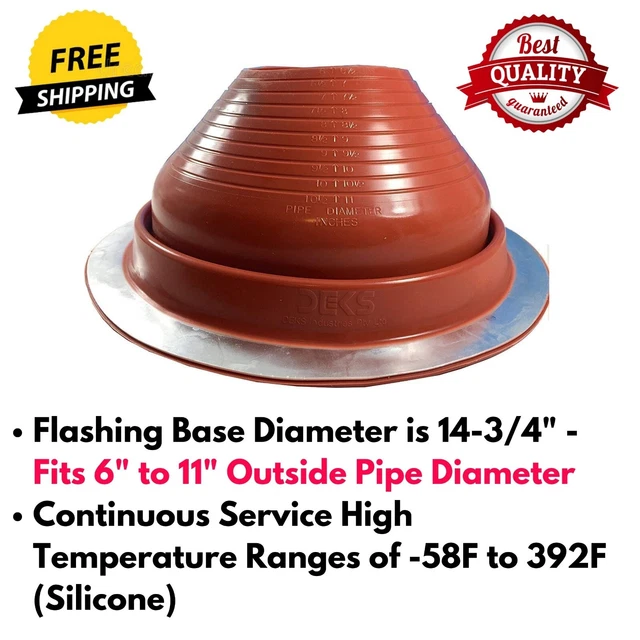 SILICONE METAL ROOF Pipe Flashing 6"12" OD for AC Chimney Fireplace