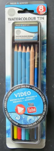 Watercolour Pencils in Tin Daler Rowney Simply with Watercolour Brush