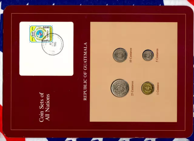Coin Sets of All Nations Guatemala UNC 1983-1985 5, 25 Centavos 1985