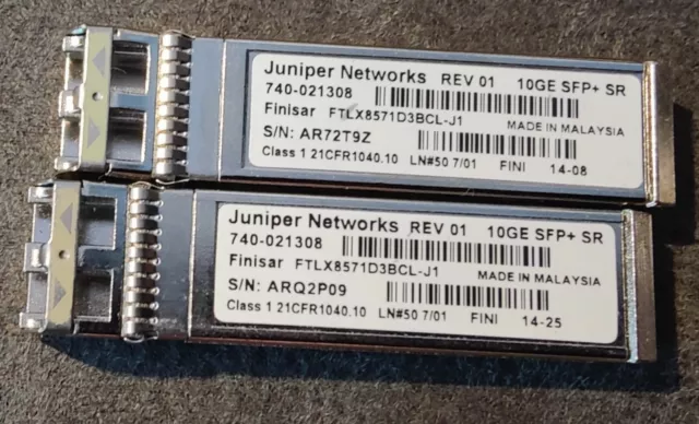 2 x Juniper Networks 740-021308 Rev 01 - 10GE SFP+ SR