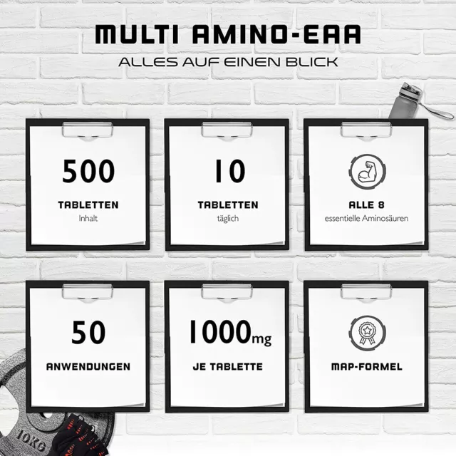 MULTI AMINO EAA 1500 Tabletten Aminosäuren a 1000mg + Vegan Hochdosiert 3